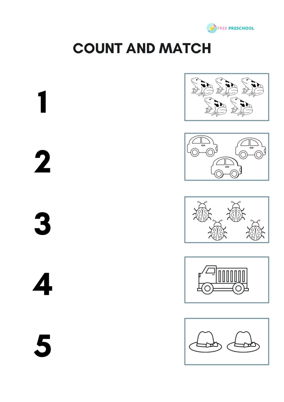Preschool Number Matching Worksheets
