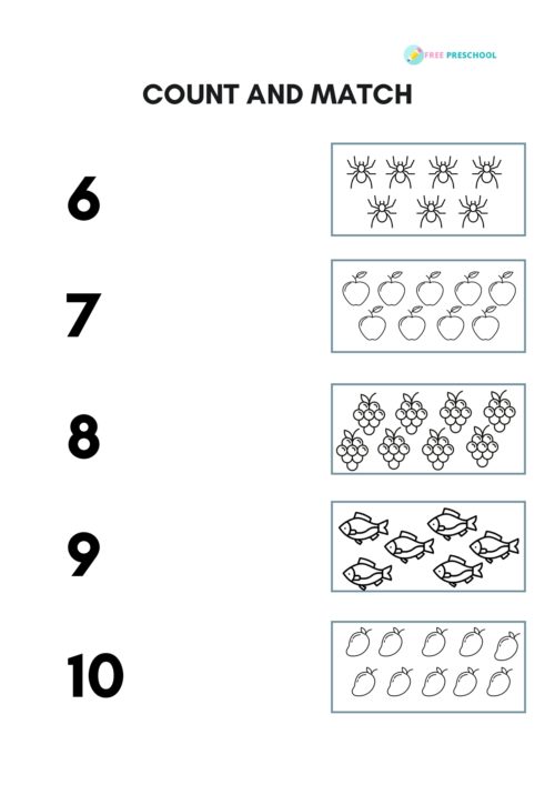 Number Count and Match Worksheets for Preschool - Free Preschool