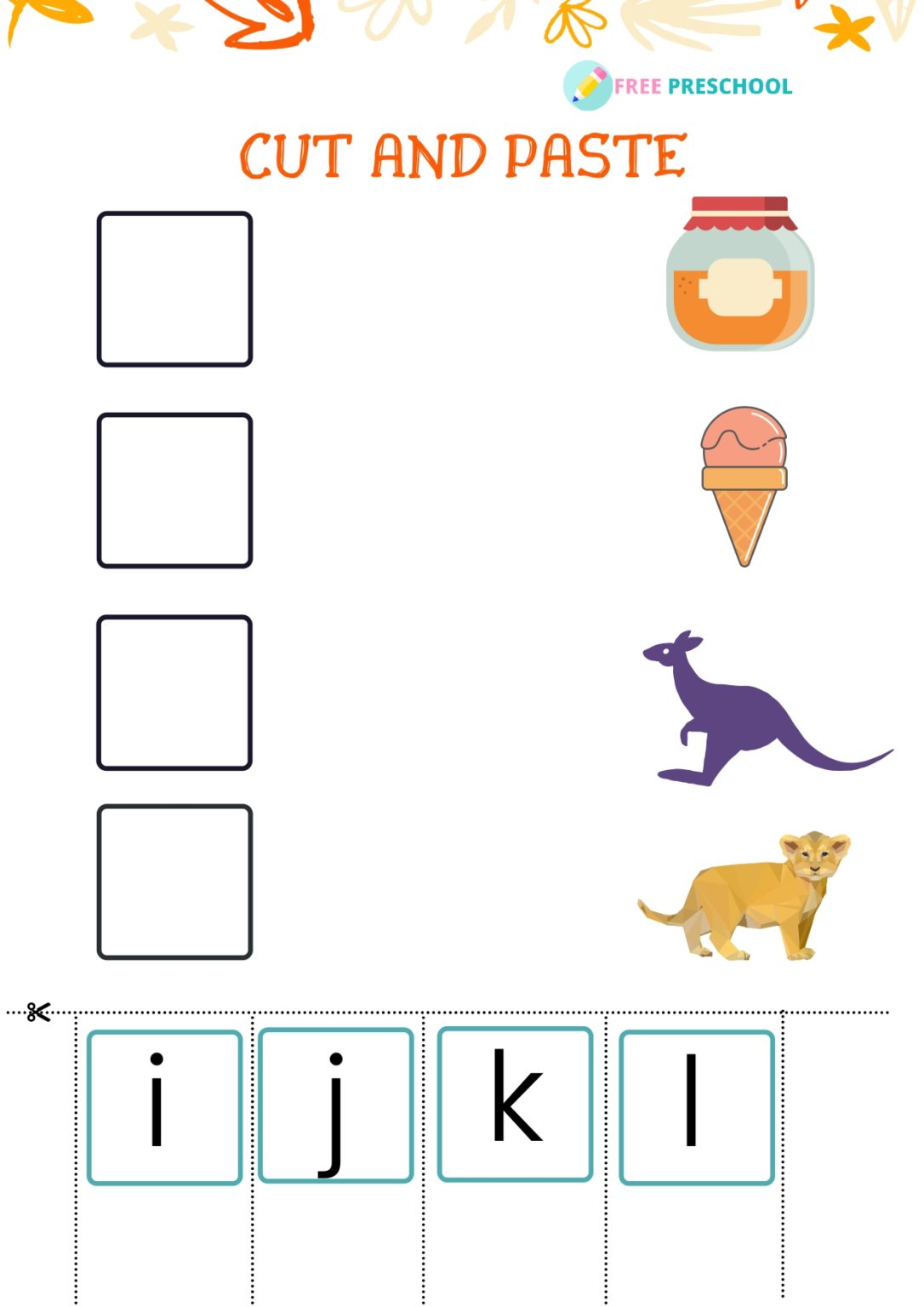 cut and paste kindergarten worksheets