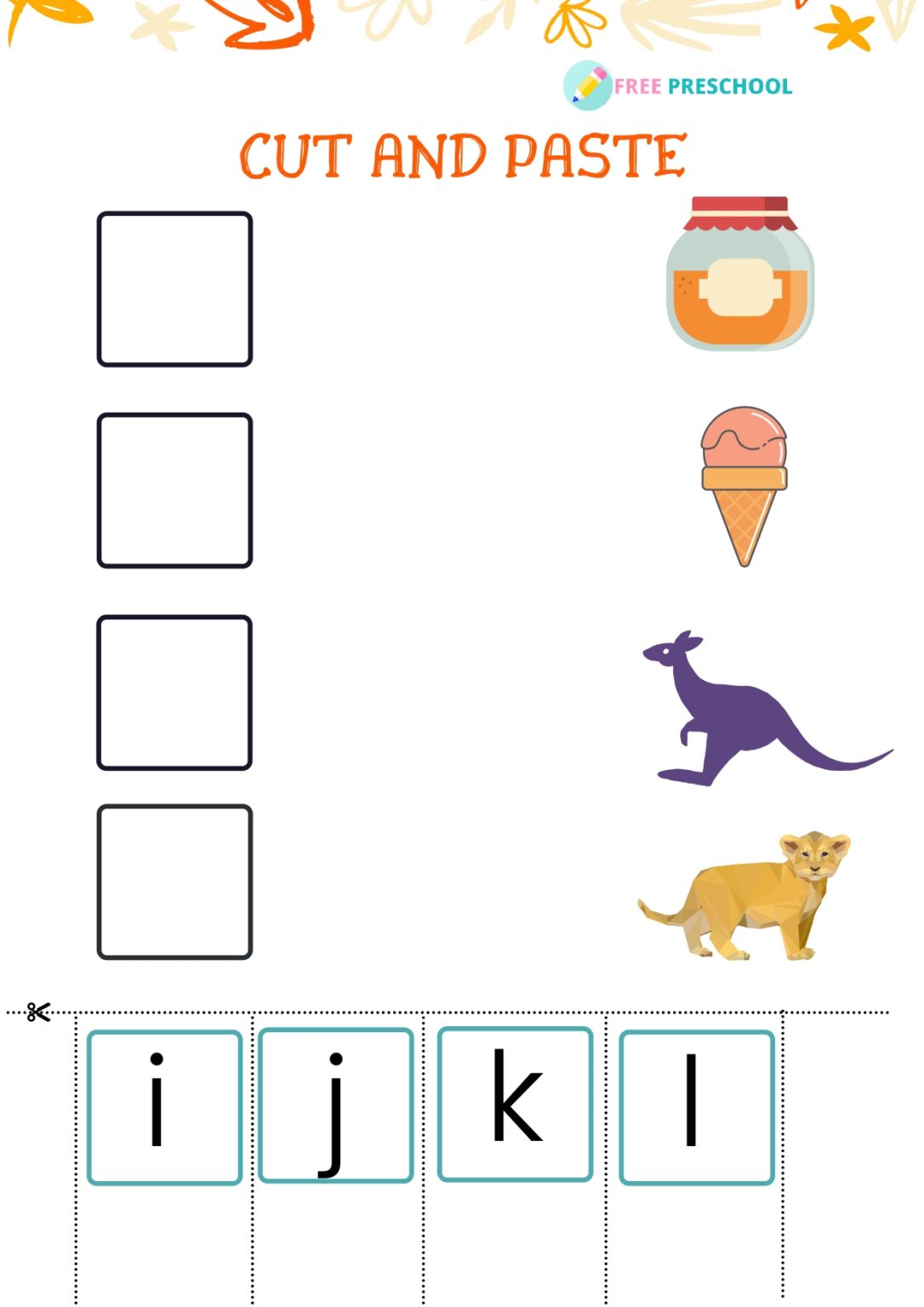 kindergarten printable worksheets cut and paste