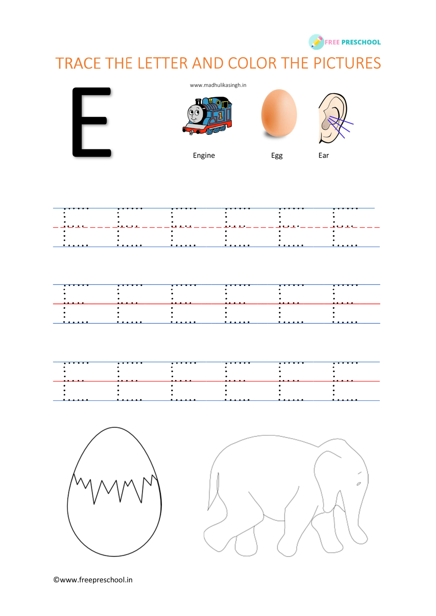 alphabet letter tracing ee free preschool