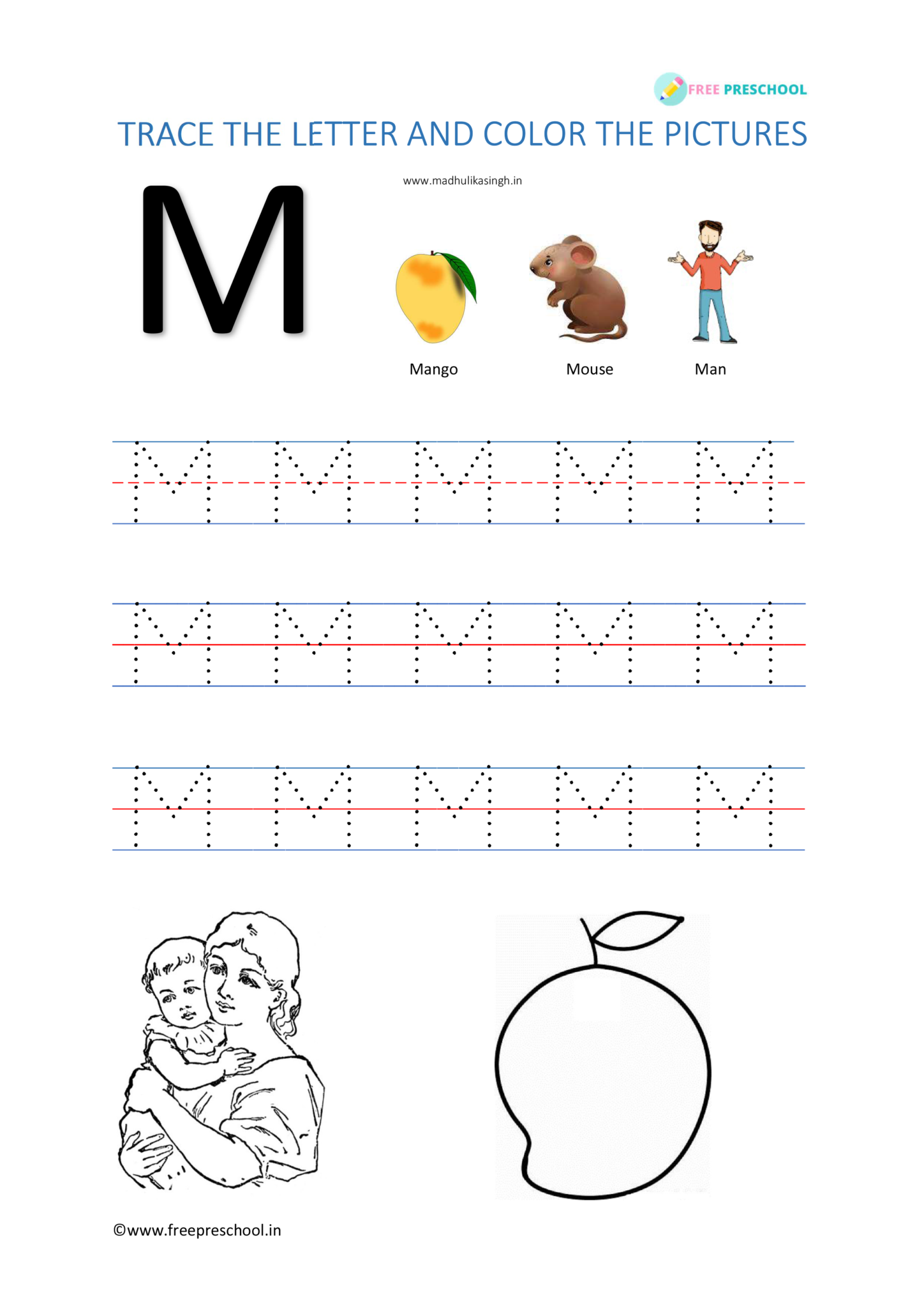 Kindergarten Worksheets Letter Mm
