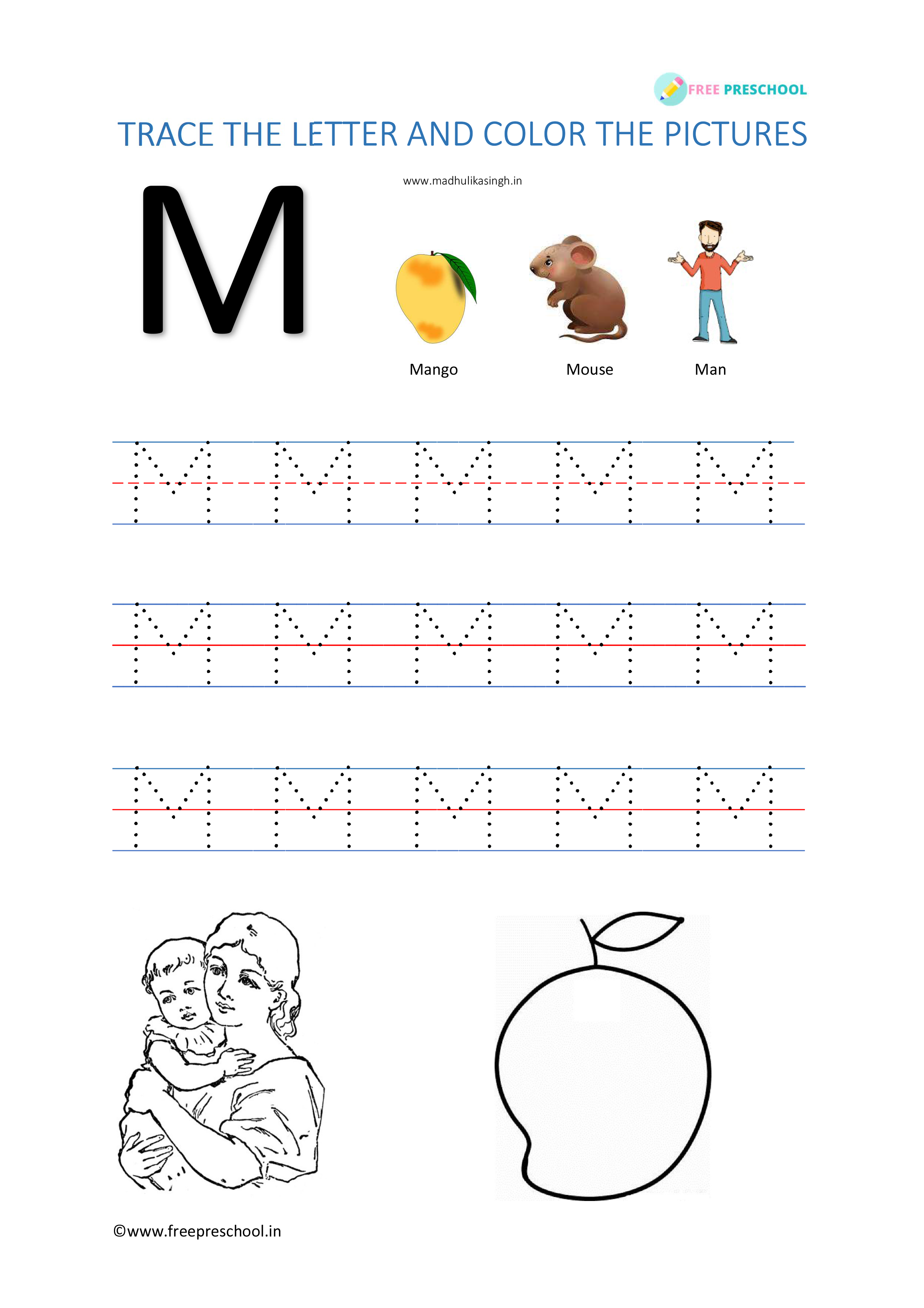 Alphabet Tracing Letter Mm Free Preschool