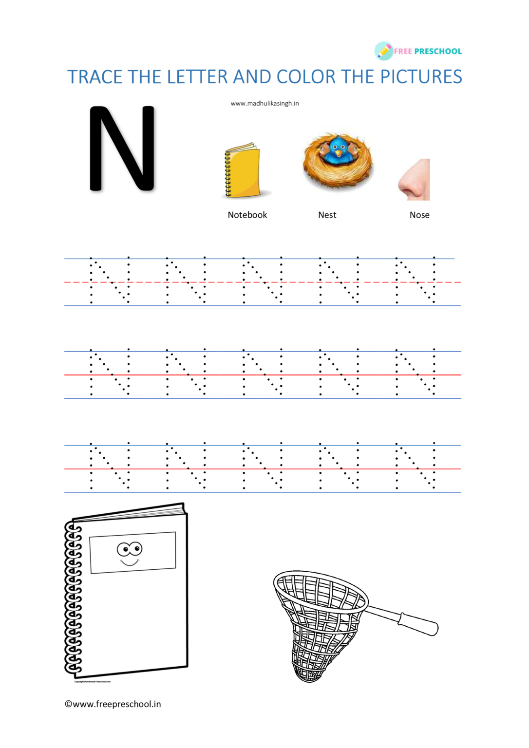 Alphabet Tracing Letter Nn Free Preschool