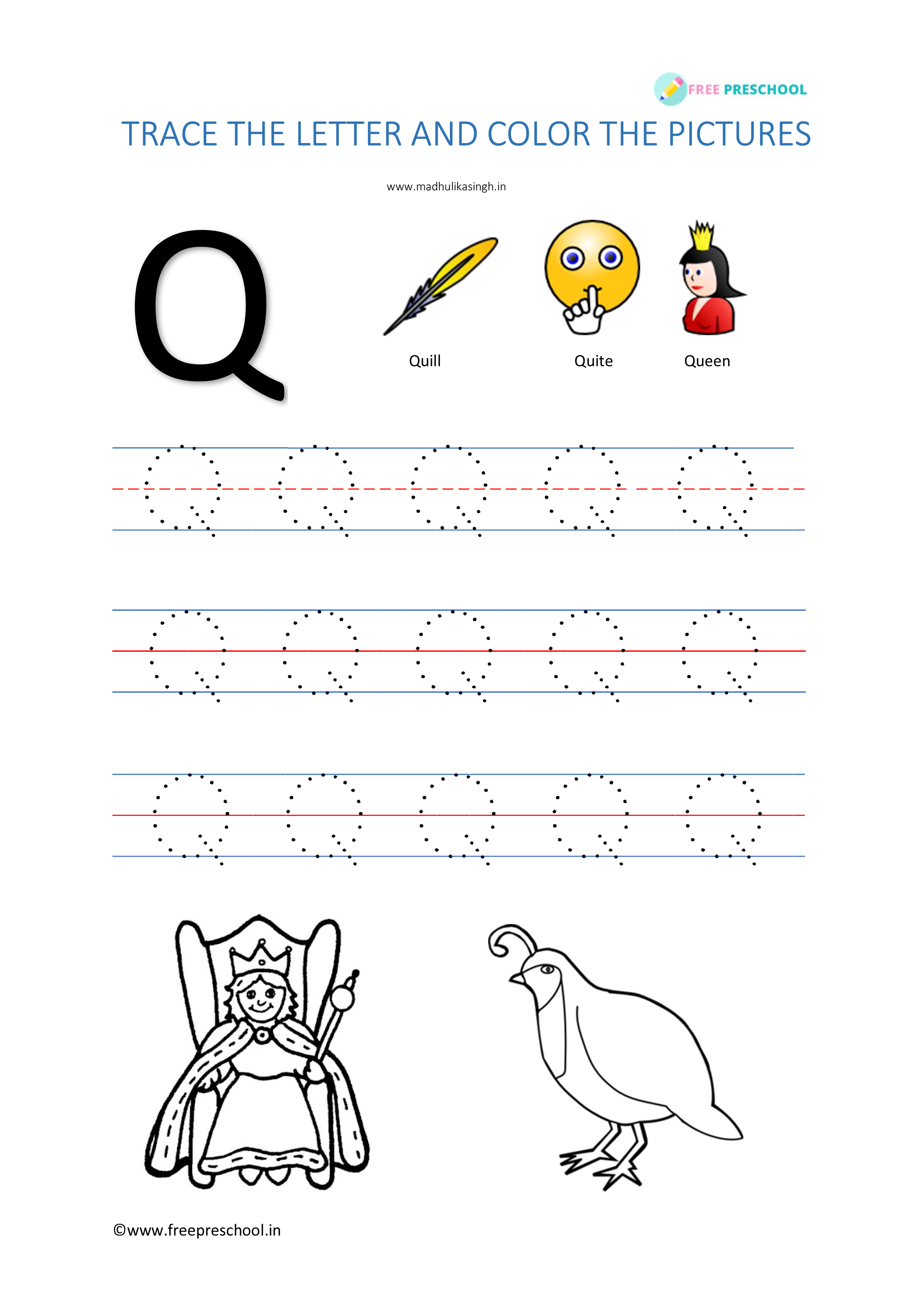 Alphabet Tracing Letter Qq