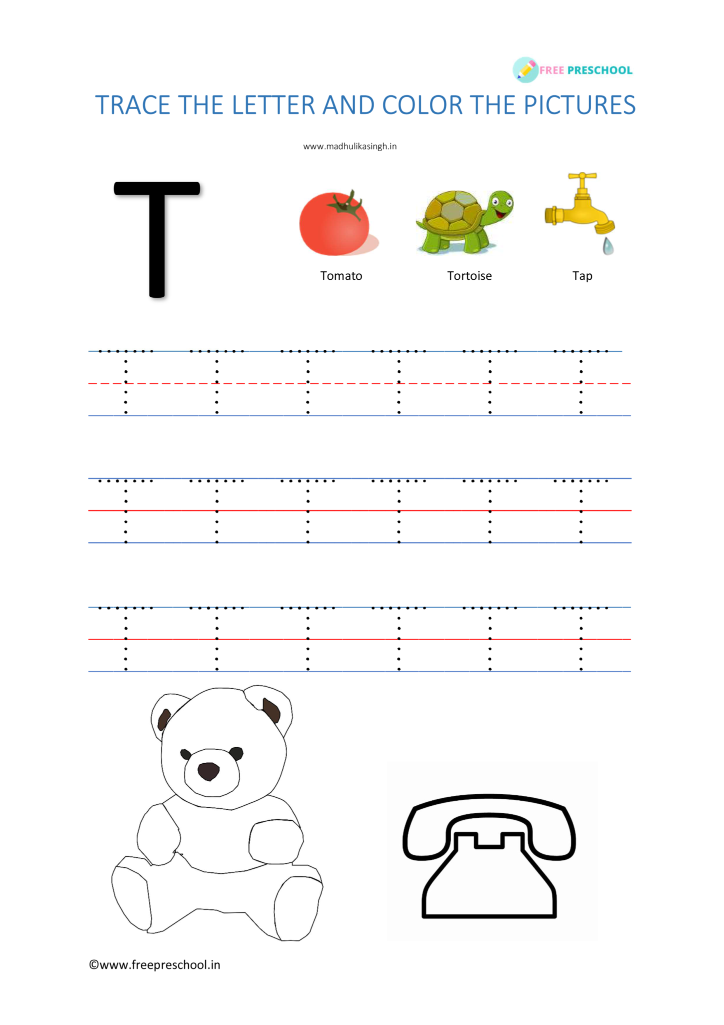 Alphabet Tracing Letter Tt Free Preschool