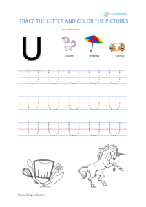 alphabet tracing letter uu free preschool