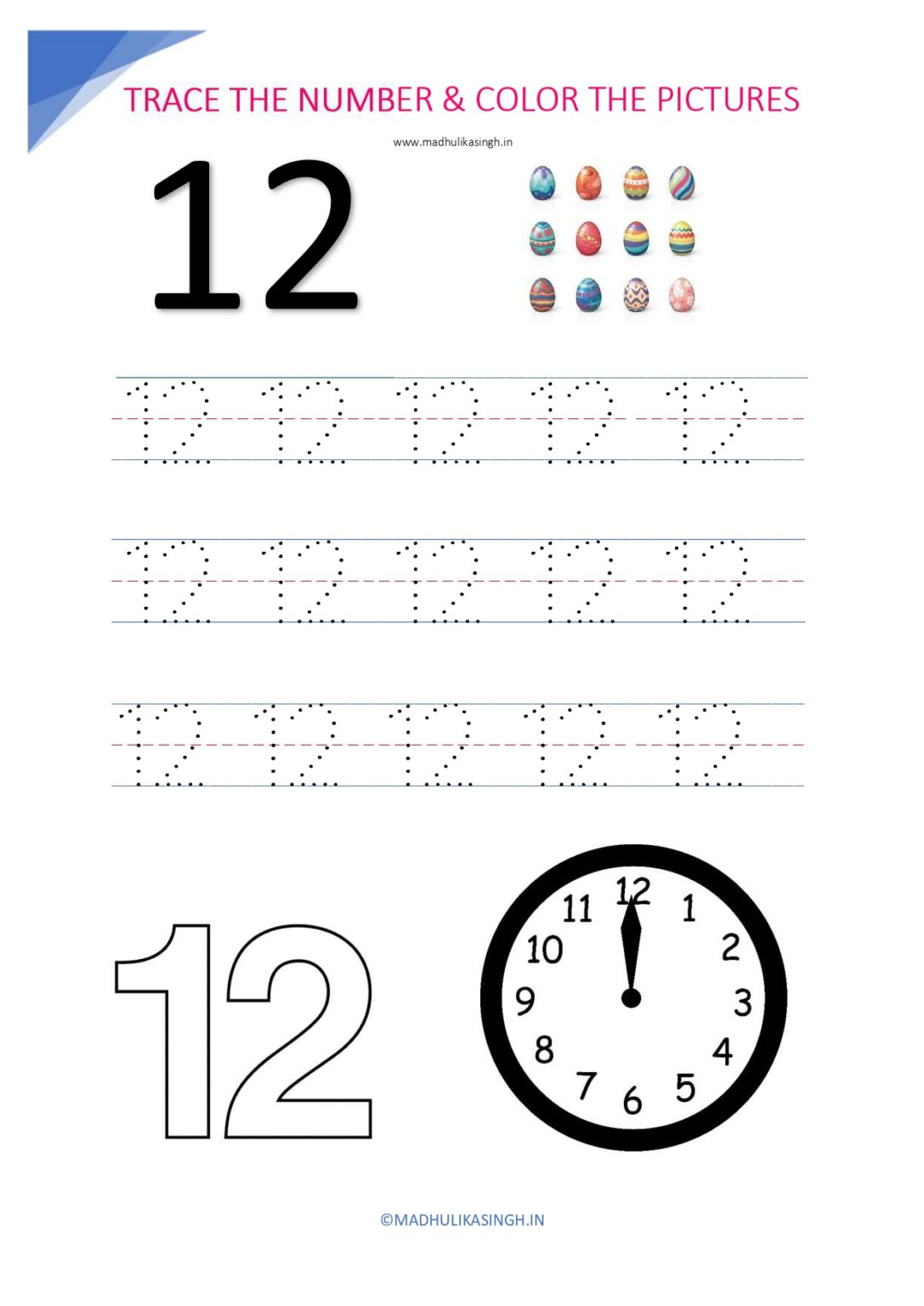 Number Tracing 1 To 12 Free Preschool