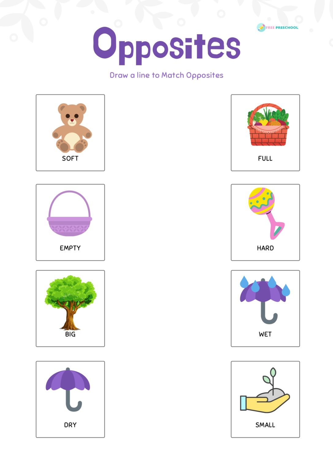Opposite Words Worksheets For Kindergarten Pdf