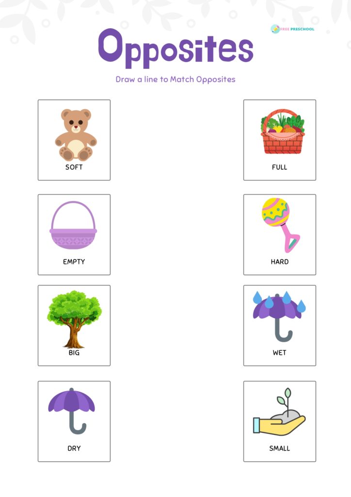 opposite words with pictures worksheets