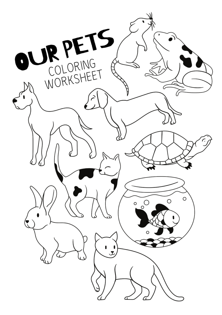 9+ Coloring Pages of Pet Animals for Kids - Free Preschool