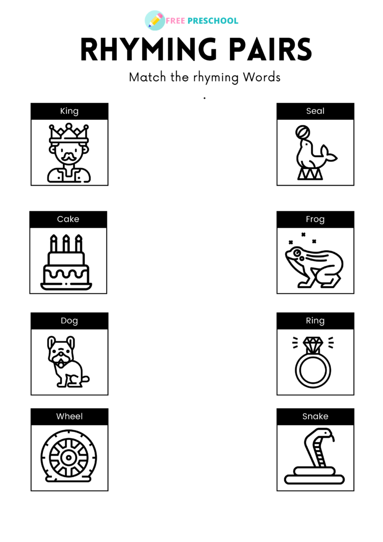 rhyming words printable worksheets free preschool