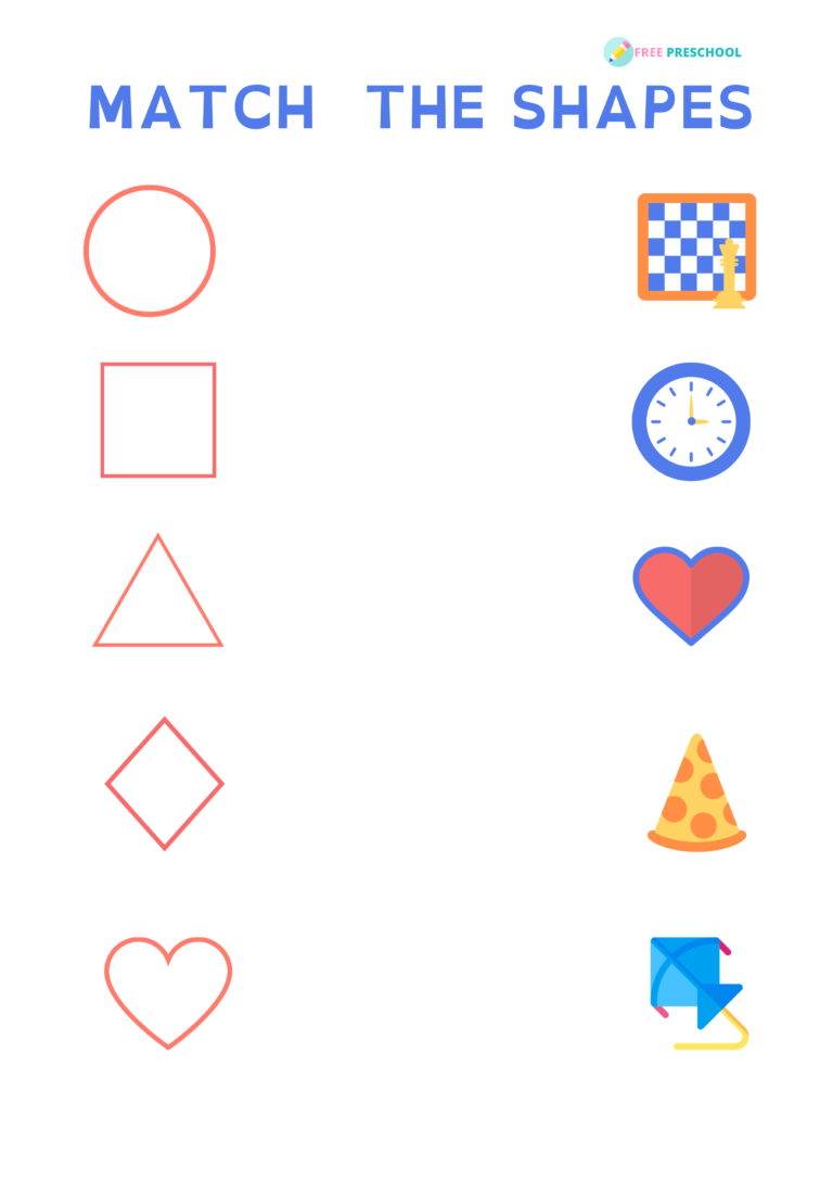 Shapes Matching Worksheets Free Preschool