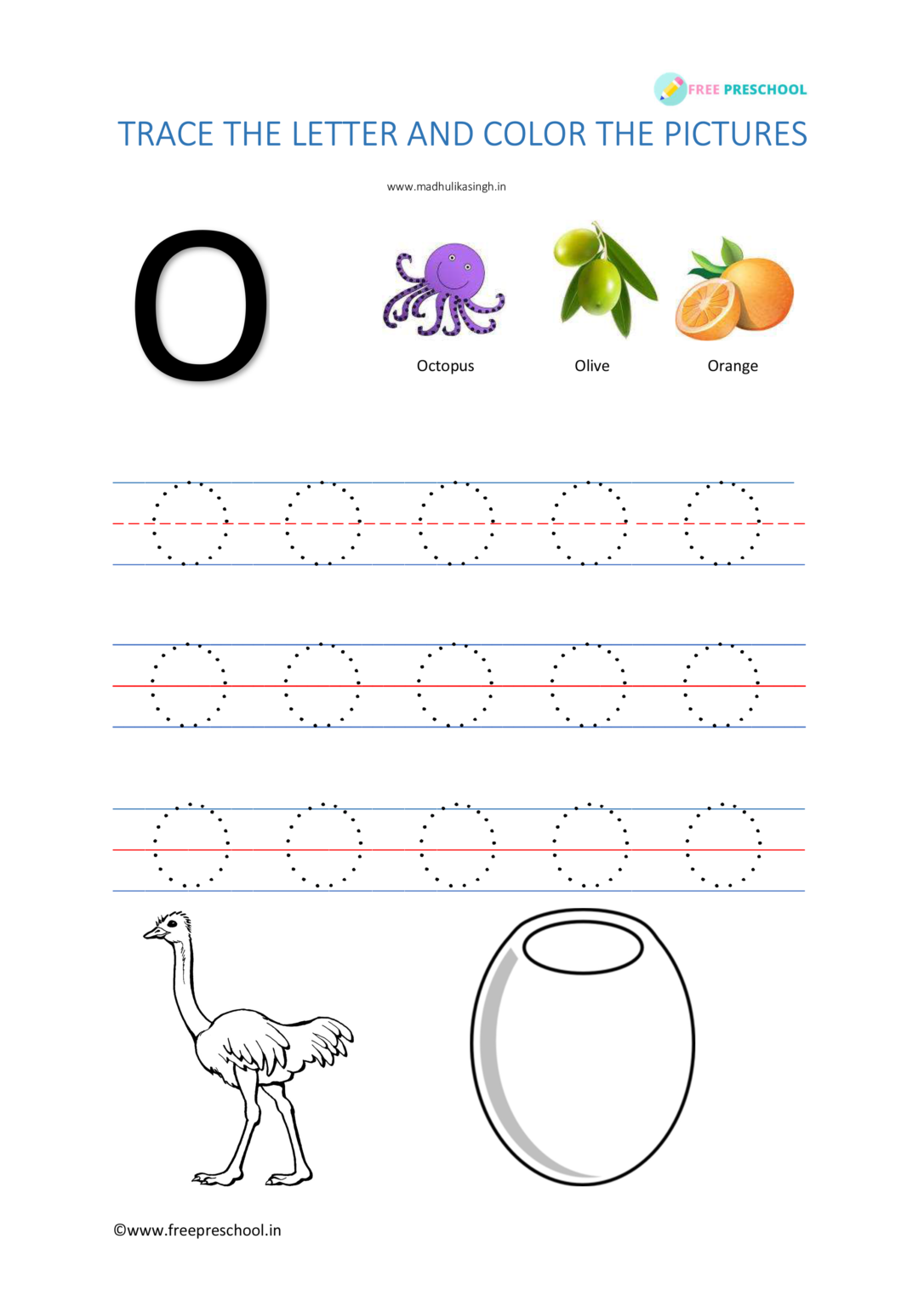 alphabet tracing letter oo free preschool