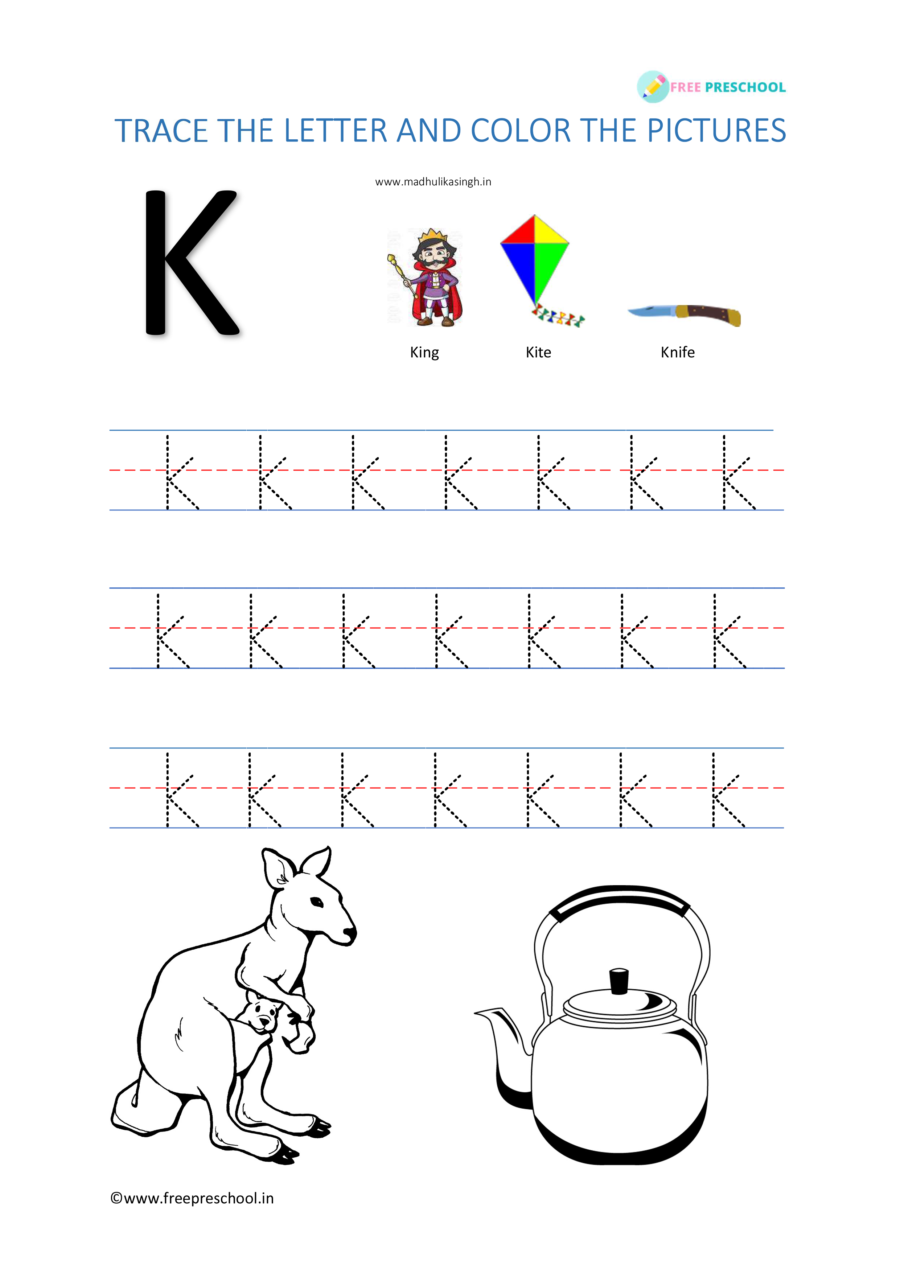 Alphabet Letter Tracing Kk